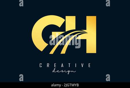 Creative blue letter GH g h logo with leading lines and road concept design. Letters with geometric design. Vector Illustration with letter and cuts. Stock Vector