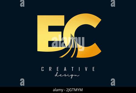 Creative golden letter EC e c logo with leading lines and road concept design. Letters with geometric design. Vector Illustration with letter and crea Stock Vector