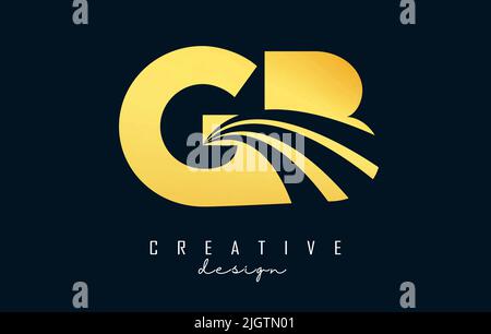 Creative blue letter GB g b logo with leading lines and road concept design. Letters with geometric design. Vector Illustration with letter and cuts. Stock Vector