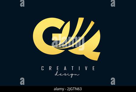 Creative blue letter Gq g q logo with leading lines and road concept design. Letters with geometric design. Vector Illustration with letter and cuts. Stock Vector