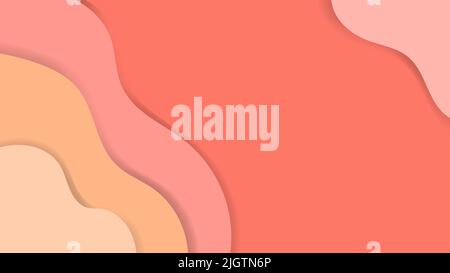 Abstract orange pastel summer background with paper waves for banner, backdrop, poster or web site design.3d rendering, multilayer paper cut vector il Stock Vector