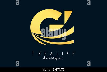 Creative blue letter Gi g i logo with leading lines and road concept design. Letters with geometric design. Vector Illustration with letter and cuts. Stock Vector
