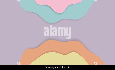 Abstract pastel summer background with paper waves for banner, backdrop, poster or web site design.3d rendering, multilayer paper cut vector illustrat Stock Vector