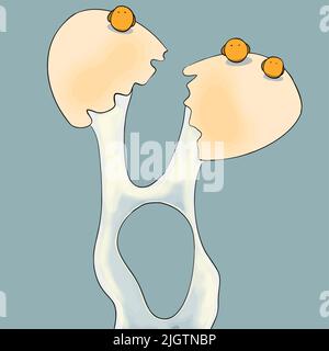 We make scrambled eggs, break a chicken egg and cats sit on it Stock Vector