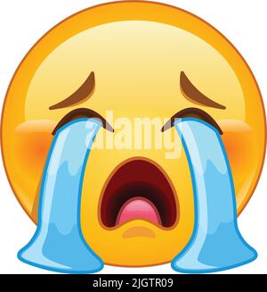 Emoji emoticon face loudly crying Stock Vector