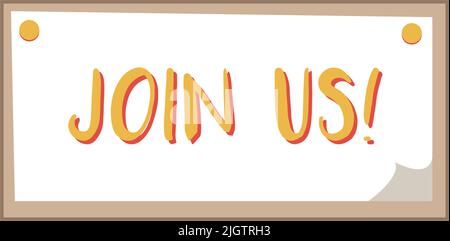 Join us badge semi flat color vector element Stock Vector