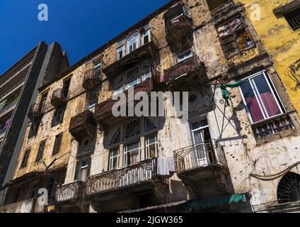 Old heritage building with bullets holes in the city, Beirut Governorate, Beirut, Lebanon Stock Photo