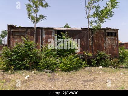 Old wagoon in railway station from Beirut–Damascus line, Beqaa Governorate, Rayak, Lebanon Stock Photo