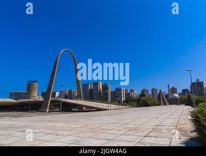 Arch in Rashid Karami International Fair designed by Oscar Niemeyer, North Governorate, Tripoli, Lebanon Stock Photo