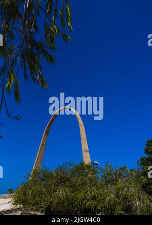 Arch in Rashid Karami International Fair designed by Oscar Niemeyer, North Governorate, Tripoli, Lebanon Stock Photo