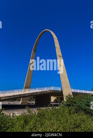 Arch in Rashid Karami International Fair designed by Oscar Niemeyer, North Governorate, Tripoli, Lebanon Stock Photo