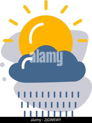 Sun hiding behind clouds, weather forecast icon Stock Vector