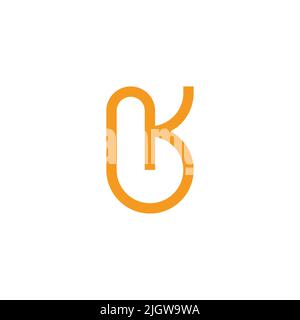 letter bk simple geometric linked loop line logo vector Stock Vector