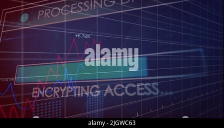 Image of data processing over grid Stock Photo