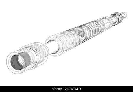 Outline drawing or sketch of cylindrical device Stock Vector