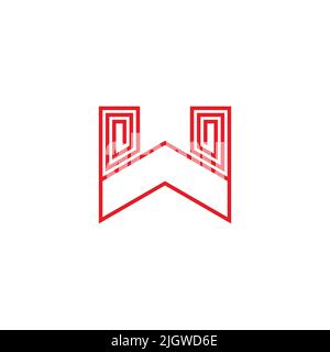 letter w spiral thin line simple geometric logo vector Stock Vector