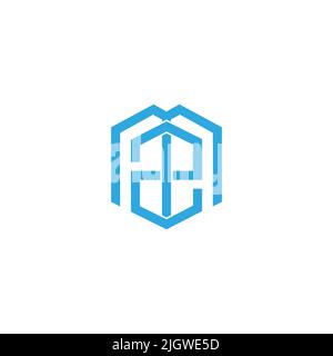 letter m2 square geometric line logo vector Stock Vector