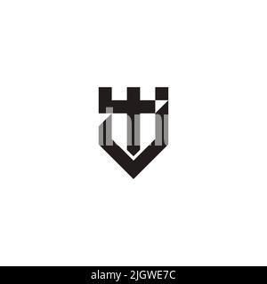 letter tj shield sword simple geometric logo vector Stock Vector