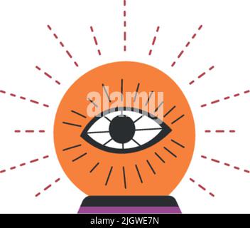 Magic glass bauble with eye occultism and witchery Stock Vector