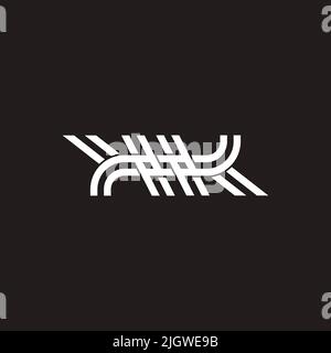 letter kk stripes linear art geometric line logo vector Stock Vector
