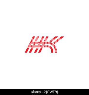 letter hk linked stripes overlap lines logo vector Stock Vector