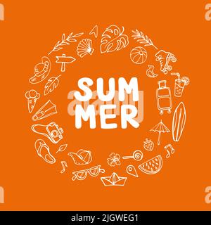 Indian summer symbols doodle clipart. Velvet season ring composition Stock Vector