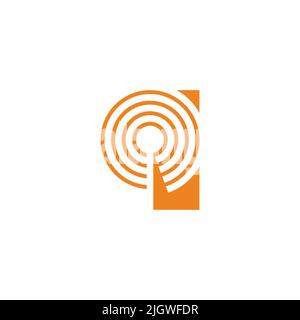 letter i stripes thin line signal logo vector Stock Vector