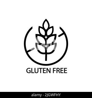 Wheat gluten free grain vector icon. 100 Gluten Free sticker for food Stock Vector