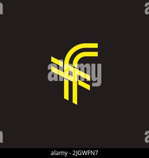 letter f simple stripes line linked logo vector Stock Vector