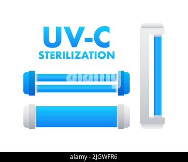 Uv-c sterilization device. lamp with ultraviolet rays. Vector illustration. Stock Vector