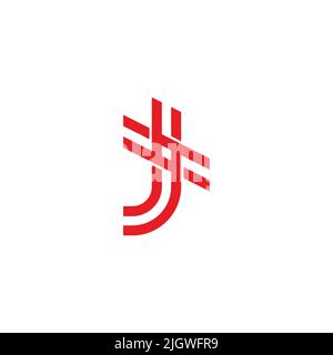 letter j t simple stripes line linked logo vector Stock Vector