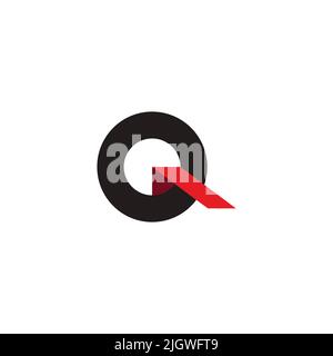 letter q arrow ribbon simple 3d shadow flat logo vector Stock Vector