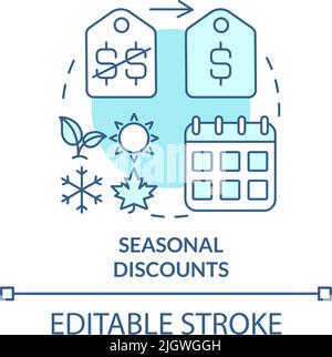 Seasonal discount turquoise concept icon Stock Vector