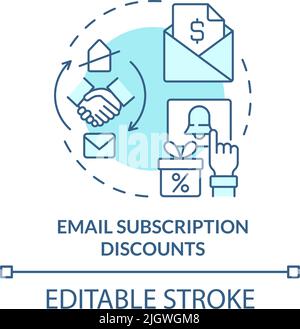 Email subscription discounts turquoise concept icon Stock Vector
