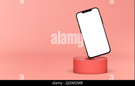 Notch Smartphone Blank Screen Podium Stage Isolated Mockup Template Presentation Technology Stock Vector