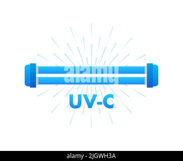 Uv-c sterilization device. lamp with ultraviolet rays. Vector illustration. Stock Vector