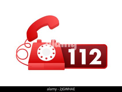 112 Emergency Call Number. SOS symbol. Vector illustration. Stock Vector