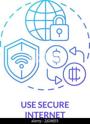 Use secure internet blue gradient concept icon Stock Vector