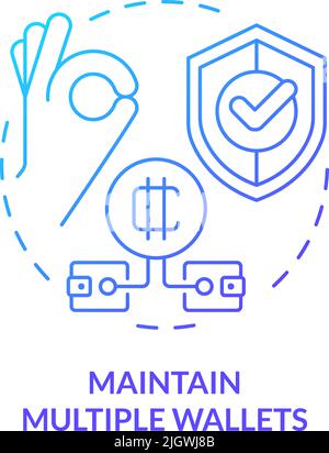 Maintain multiple wallets blue gradient concept icon Stock Vector