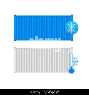 Reefer, Refrigerator container. Cool container use for transport. Vector stock illustration. Stock Vector