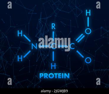 Sketch icon. Creative vector illustration. Protein. Structural chemical formula Stock Vector