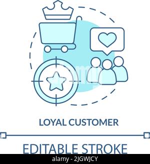 Loyal customers turquoise concept icon Stock Vector