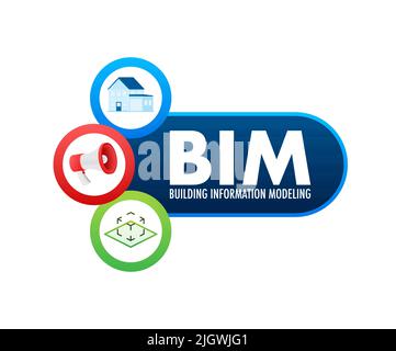 BIM - building information modeling. Software development. Industry construction. Vector illustration. Stock Vector