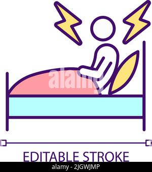 Anxiety and insomnia problem RGB color icon Stock Vector