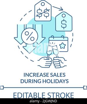 Increase sales during holidays turquoise concept icon Stock Vector