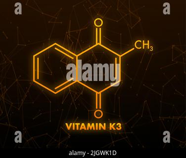 Molecule tocopherol. Vitamin K3. Icon for medical design. Stock Vector