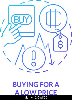 Buying for low price blue gradient concept icon Stock Vector