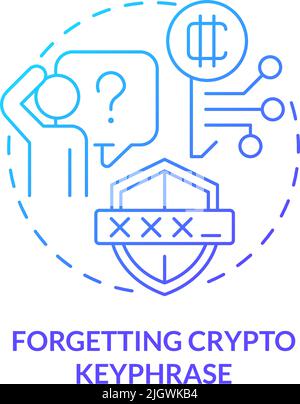 Forgetting crypto keyphrase blue gradient concept icon Stock Vector