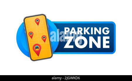 Parking sign map pin. Parking lot location information. Editable vector ...