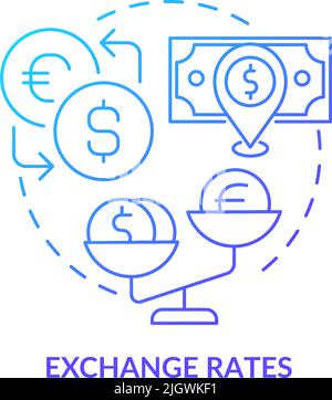 Exchange rates blue gradient concept icon Stock Vector